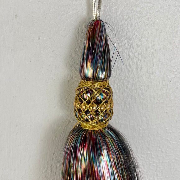 Christmas Ornament Tassel Vintage Decoration Iridescent Fringe Set of 2 - Picture 3 of 3